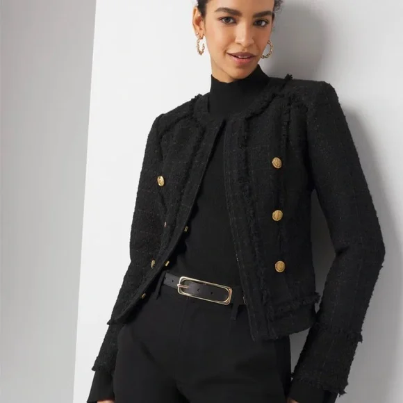 Black Buttoned Women's Jacket - Picture 4 of 4